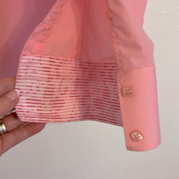 Doramafi Men’s XL Bubble Gum Pink LS Triple Collar Pearl Button Dress Shirt - Picture 3 of 9